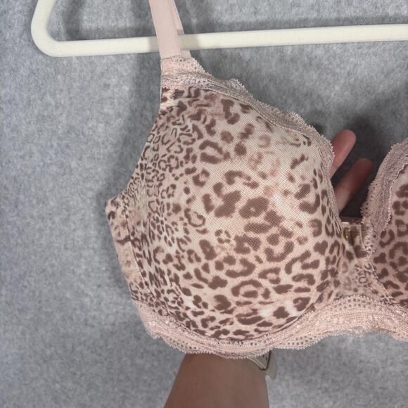 Natori 16120 Bra 38DD Pink Leopard Animal Lace Trim Underwire Lightly Padded - Picture 2 of 12